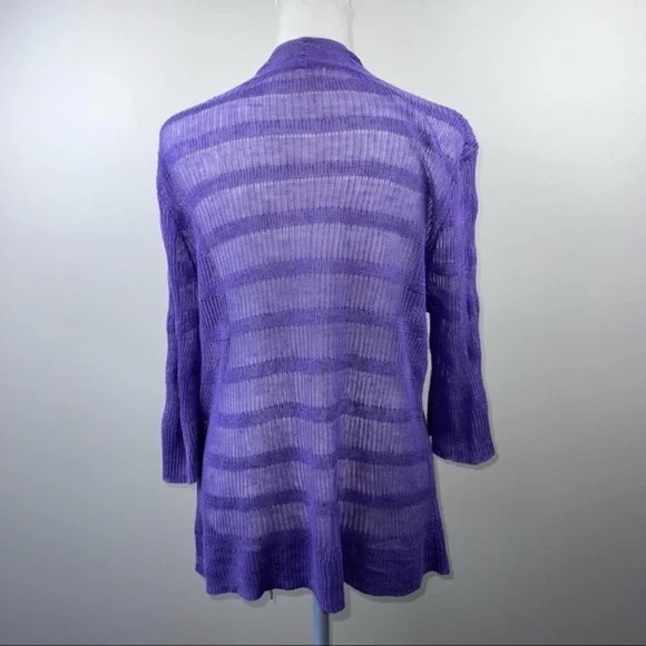 EILEEN FISHER linen open cardigan SWEATER - Picture 3 of 6